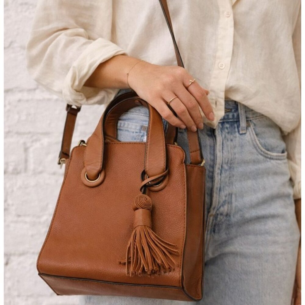 Vince Camuto Suni Crossbody Satchen Bag in Stable Brown Leather